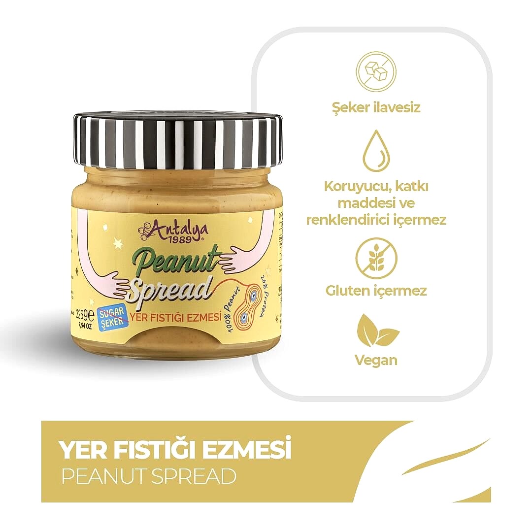 Antalya Reçelcisi 225g Yer Fıstığı Ezmesi | Glutensiz & Doğal Enerji