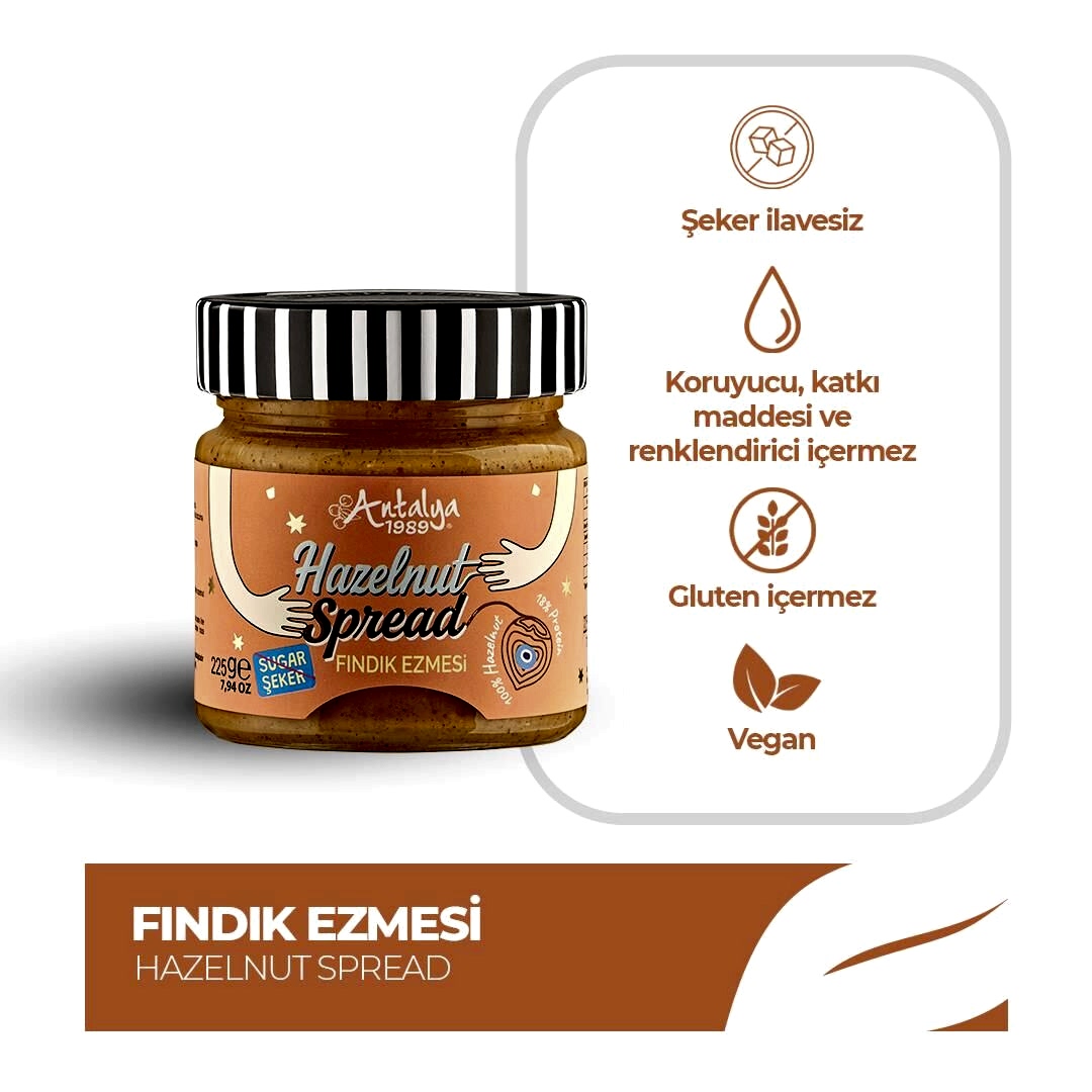 Antalya Reçelcisi 225g Fındık Ezmesi | Gerçek ve Yoğun Tat