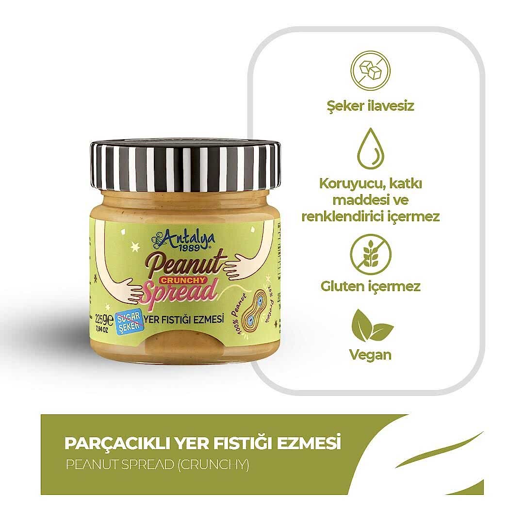 Antalya Reçelcisi 225g Sürülebilir Parçacıklı Yer Fıstığı Ezmesi